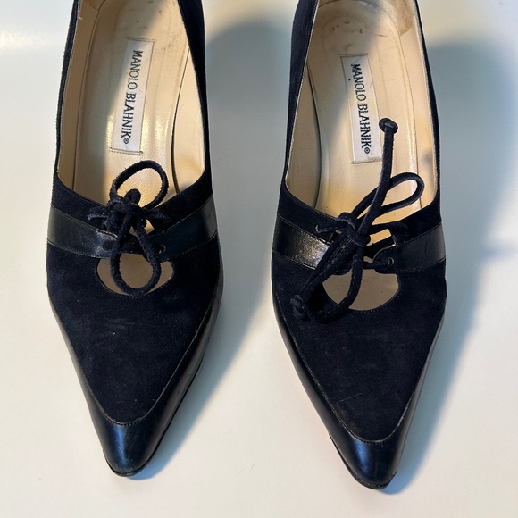 Black suede & leather Manolo Blahnik - Picture 1 of 9